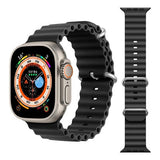 Apple Watch Series 9 ( GPS 45MM ) - Aluminum - Midnight - Ocean Silicone Sport Watch Band Black