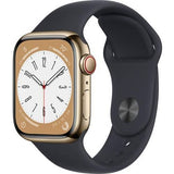 Apple Watch Series 8 ( GPS + Cellular 41MM ) - Gold Stainless Steel Case with Black Sport Band