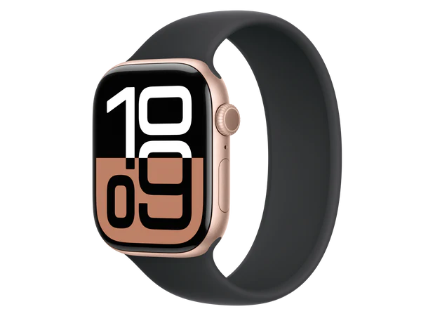 Apple Watch Series 10 (46mm) GPS + Cellular – Rose Gold Aluminum  With Black Sport Band