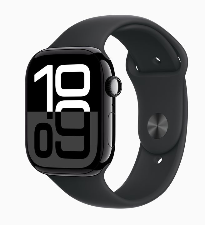 Apple Watch Series 10 (GPS 46mm) -  Jet Black Aluminum With Black Sport Band