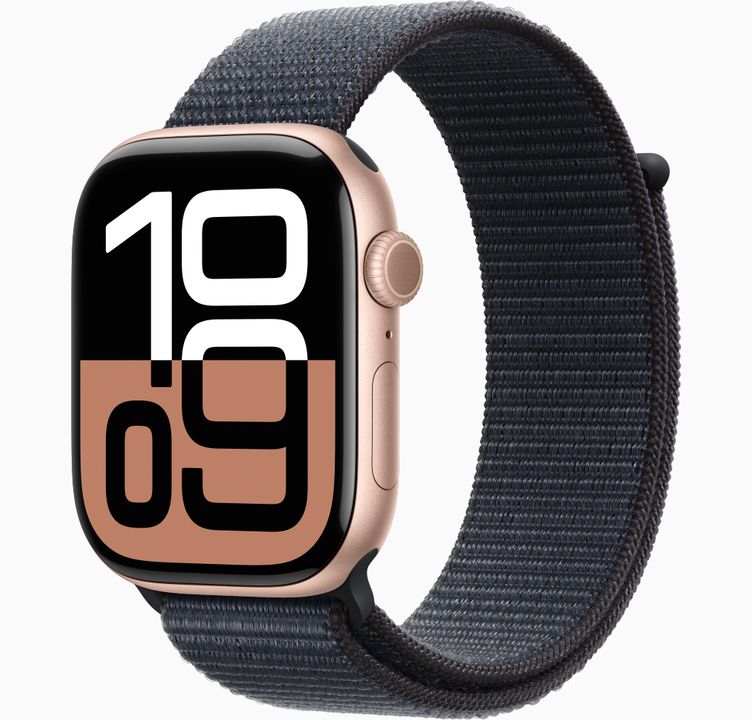 Apple Watch Series 10 (GPS 46mm) -  Rose Gold Aluminum - Sport Band Black