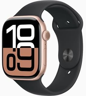 Apple Watch Series 10 [GPS + Cellular, 42mm] - Rose Gold Aluminum Case with Black Sport Band