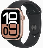 Apple Watch Series 10 [GPS + Cellular, 42mm] - Rose Gold Aluminum Case with Black Sport Band