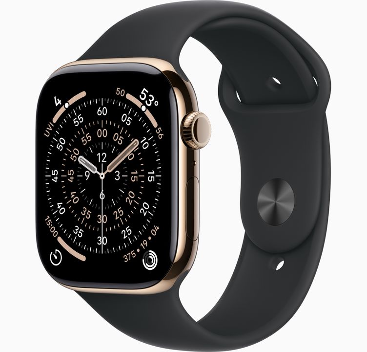 Refurbished Apple Watch Series 11  (GPS + Cellular 46mm) -  Gold Titanium With  Black Sport Band