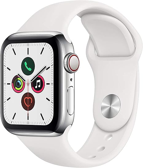 Apple Watch Series 5 (GPS + Cellular 40mm) -  Silver Aluminum With White Sport Band
