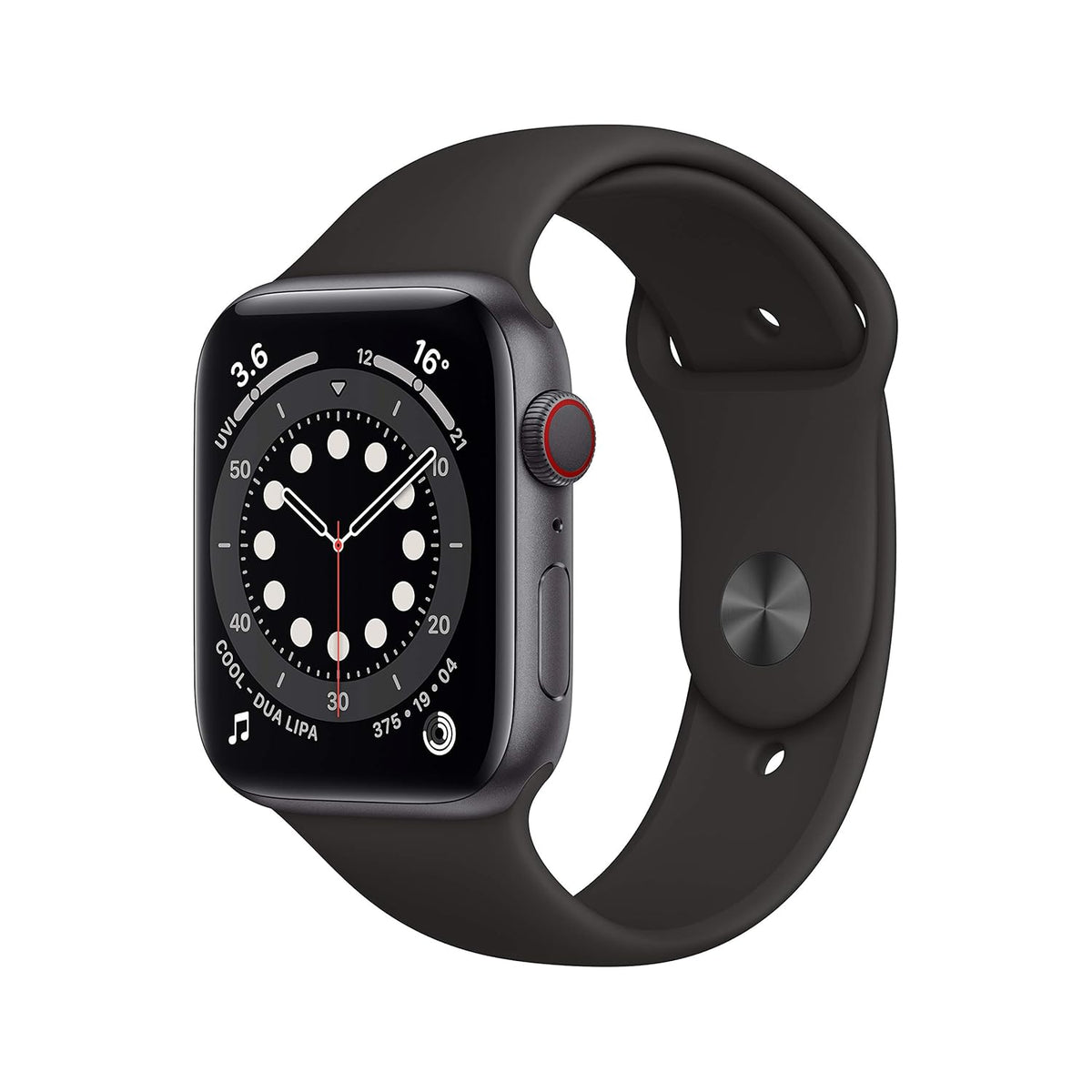 Apple Watch Series 6 (GPS + Cellular 44mm) -  Space Gray Aluminum With Black Sports Band