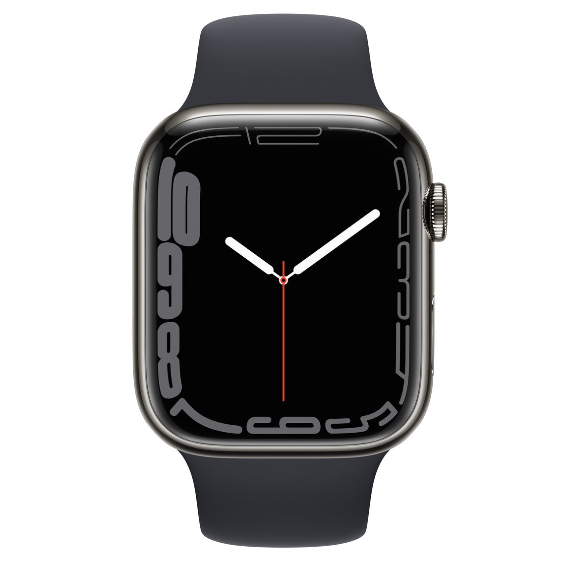 Refurbished Apple Watch Series 7 (41mm) GPS + Cellular – Graphite Stainless Steel Case with Black Sport Band