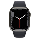 Refurbished Apple Watch Series 7 (41mm) GPS + Cellular – Graphite Stainless Steel Case with Black Sport Band