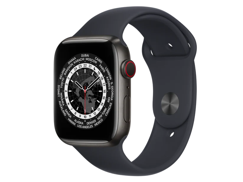 Apple Watch Series 7 (GPS + Cellular 41mm) -  Titanium With Black Sport Band