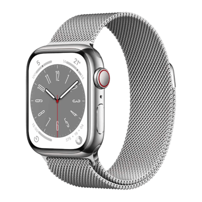 Apple Watch Series 8 ( GPS + Cellular 45MM  ) -  Silver Stainless Steel With Silver Steal  Band