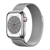 Apple Watch Series 8 ( GPS + Cellular 45MM  ) -  Silver Stainless Steel With Silver Steal  Band
