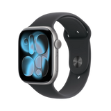Apple Watch Series 9 ( GPS +  Cellular 41MM ) - Silver Stainless Steel With Black Sport Band