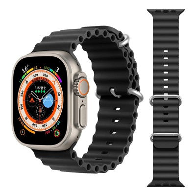 Apple Watch Series 9 ( GPS 41MM ) - Aluminum - Midnight - Ocean Silicone Sport Watch Band Black
