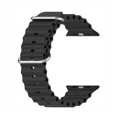 Apple Watch Series 9 ( GPS 41MM ) - Aluminum - Midnight - Ocean Silicone Sport Watch Band Black