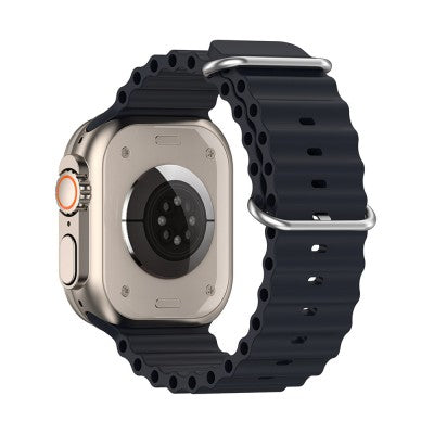 Apple Watch Series 9 ( GPS 41MM ) - Aluminum - Midnight - Ocean Silicone Sport Watch Band Black
