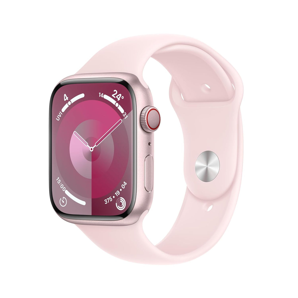 Apple Watch Series 9 ( GPS +  Cellular 45MM ) - Pink Aluminum Case with Light Pink Sport Band