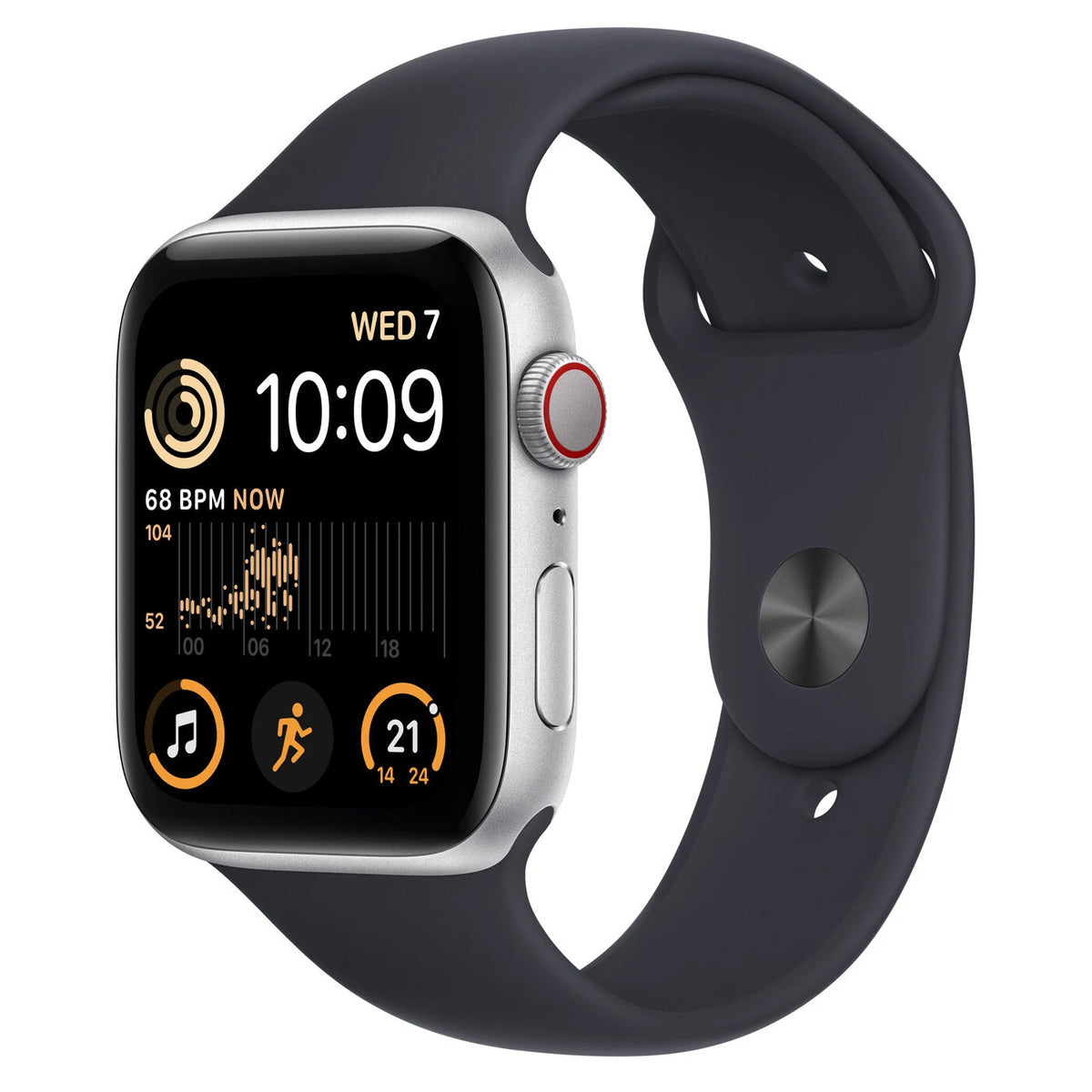Apple Watch Series SE (2nd ) - GPS- 44mm - Silver Aluminum Black Sport Band
