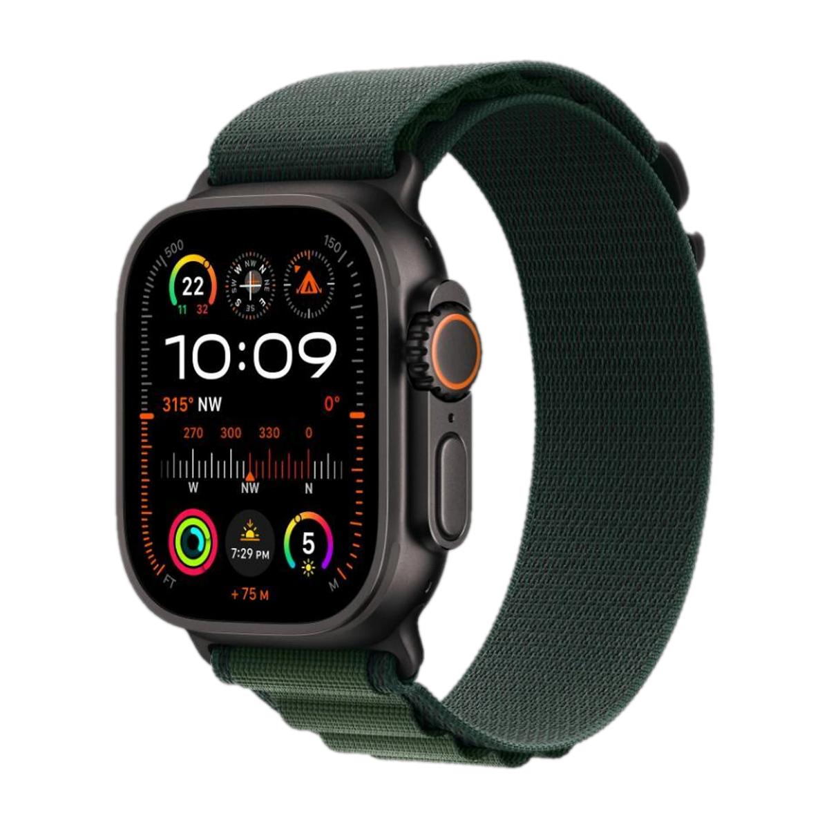 Apple Watch Ultra 2 - Cellular - 49mm - Black Titanium with Dark Green Alpine Loop
