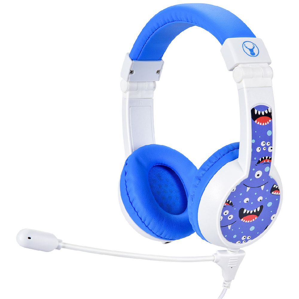 BONELK My-Style Kids Wired Headphones w Boom Mic White/Blue