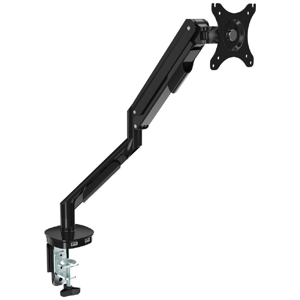 J.Burrows Single Monitor Arm 10"-30" with Dual USB Black - As New Open Box