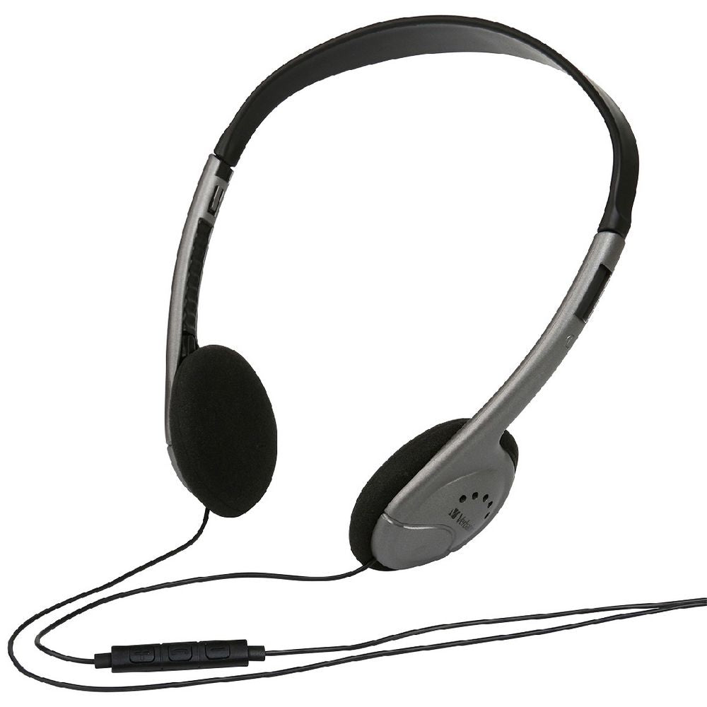 Verbatim Multimedia Headset with Inline Mic Grey and Black