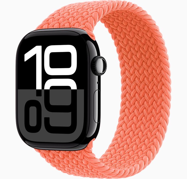 Apple Watch Series 10 (GPS 46mm) -  Jet Black Aluminum With Orange Alpine Loop Band