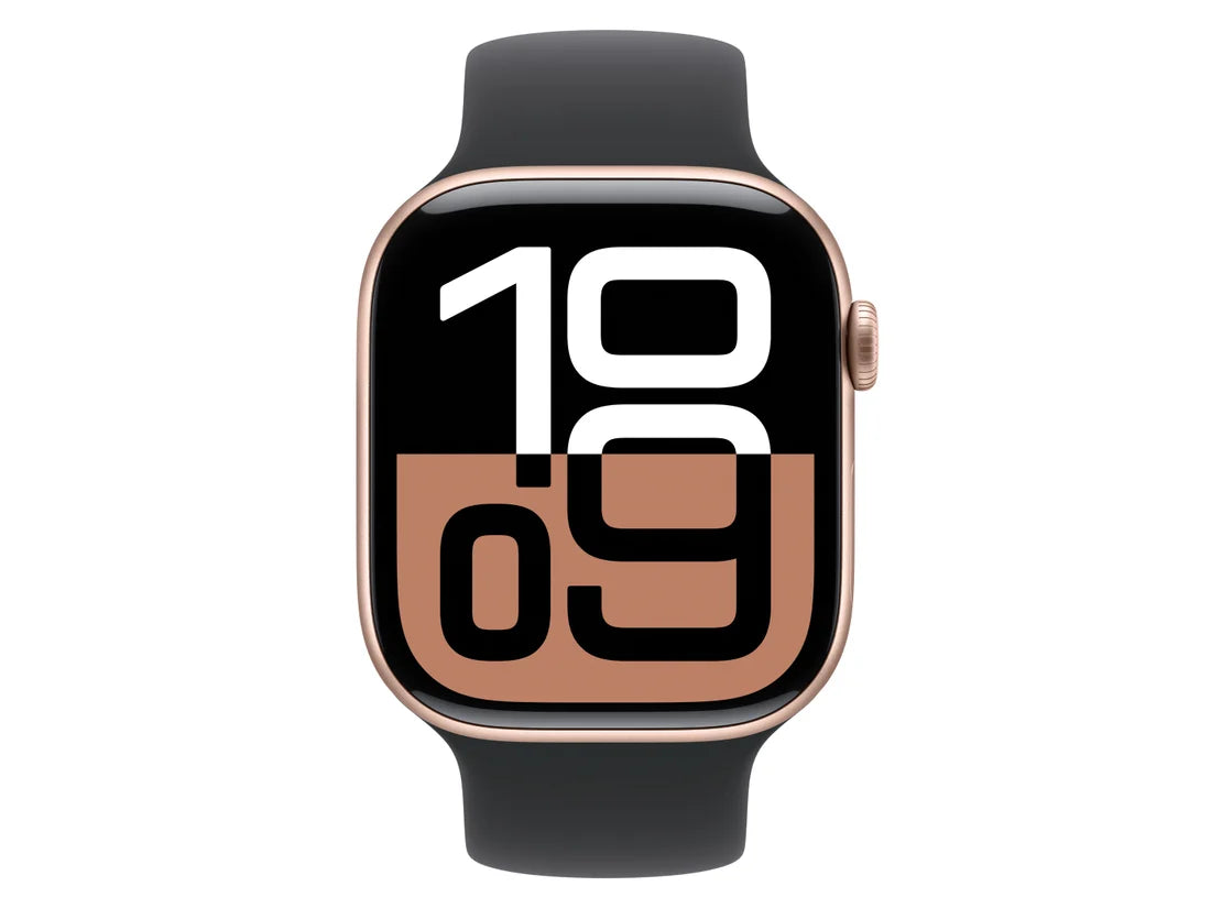 Apple Watch Series 10 (46mm) GPS + Cellular – Rose Gold Aluminum with Black Sport Band