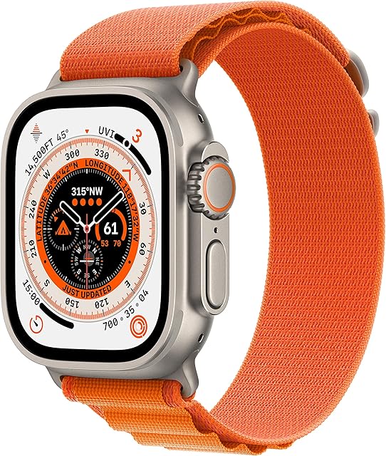 Apple Watch Ultra - Cellular - 49mm - Natural Titanium with Orange Alpine Loop